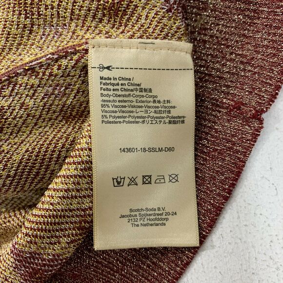 Scotch & Soda Dans La Nuit Metallic Trim Top Size M High Neck Mid Sleeves *READ - Picture 6 of 10